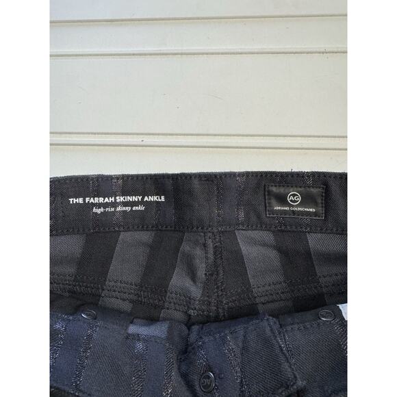 AG Adiano Goldschmied Farrah Skinny Ankle Jean 27R Black Blue Metallic Striped - Picture 3 of 8